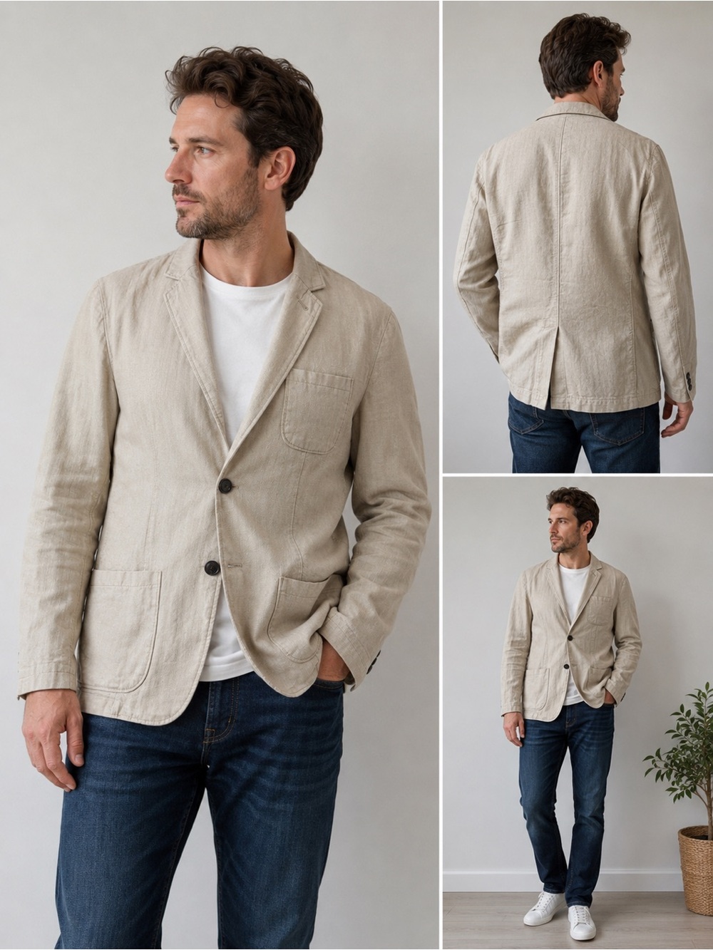 Goodfellow & Co Men’s Linen Blend Blazer Beige Size M Casual Jacket
